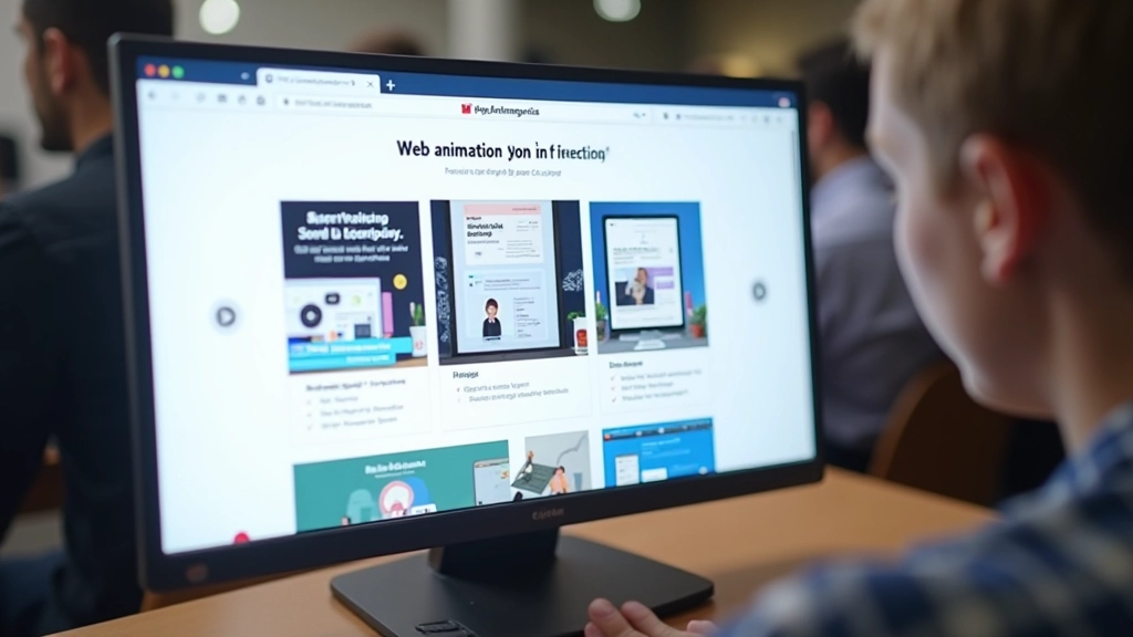 Browser window showing webpage with elements animating in as user scrolls down the page