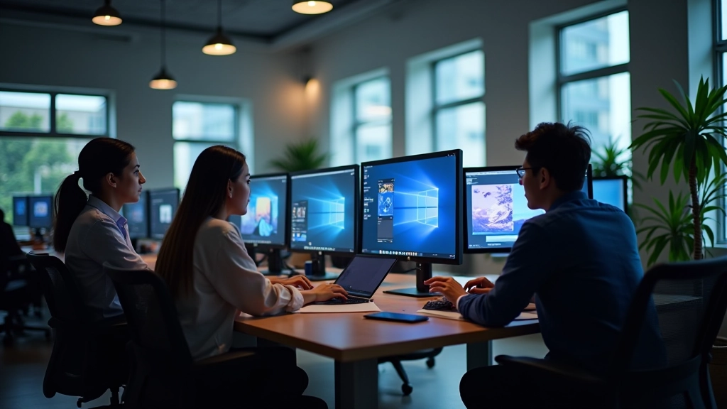 MotionLab design team working on interactive animations and hover effects in modern office setting